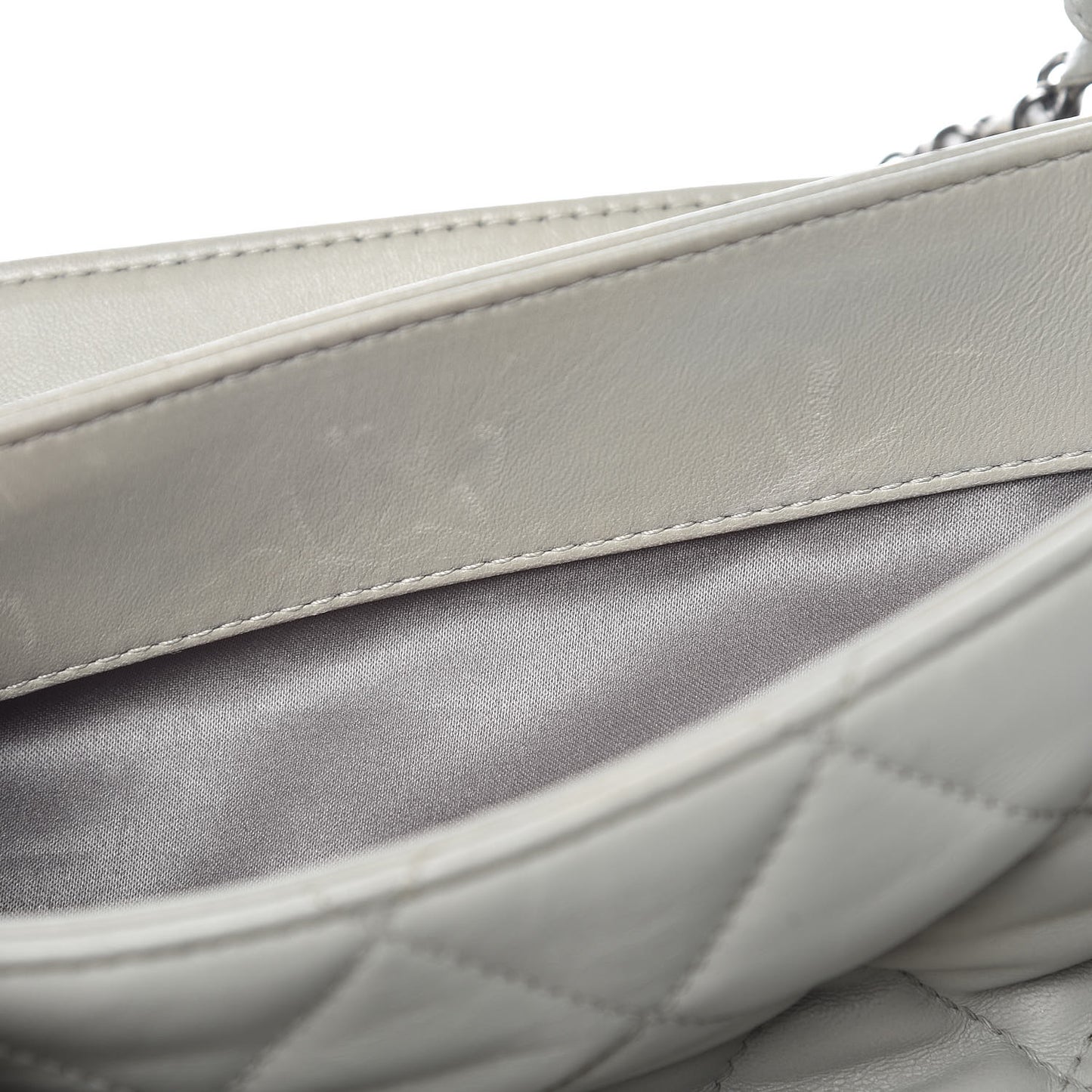 Lambskin Quilted 3 Large Flap Grey