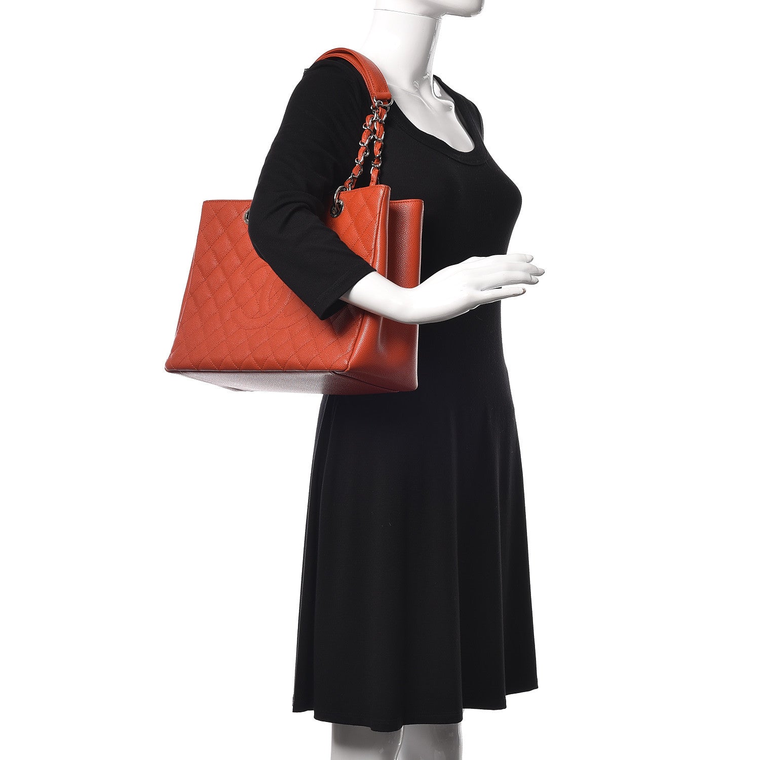 Chanel Caviar Quilted Grand Shopping Tote GST Orange 2 of 18