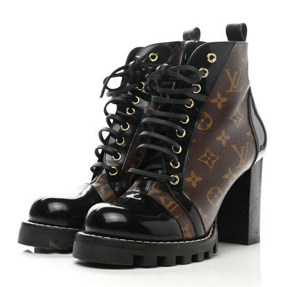 Louis Vuitton Patent Calfskin Monogram Star Trail Ankle Boots 40 Black 3 of 16