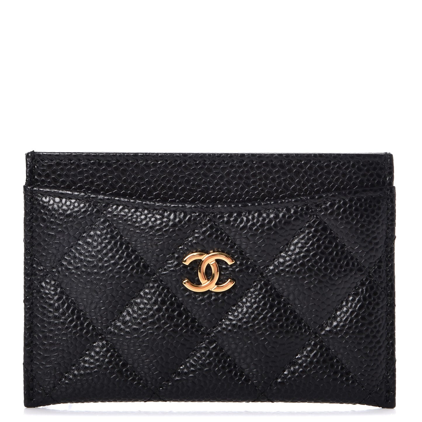 Caviar Quilted Card Holder Black