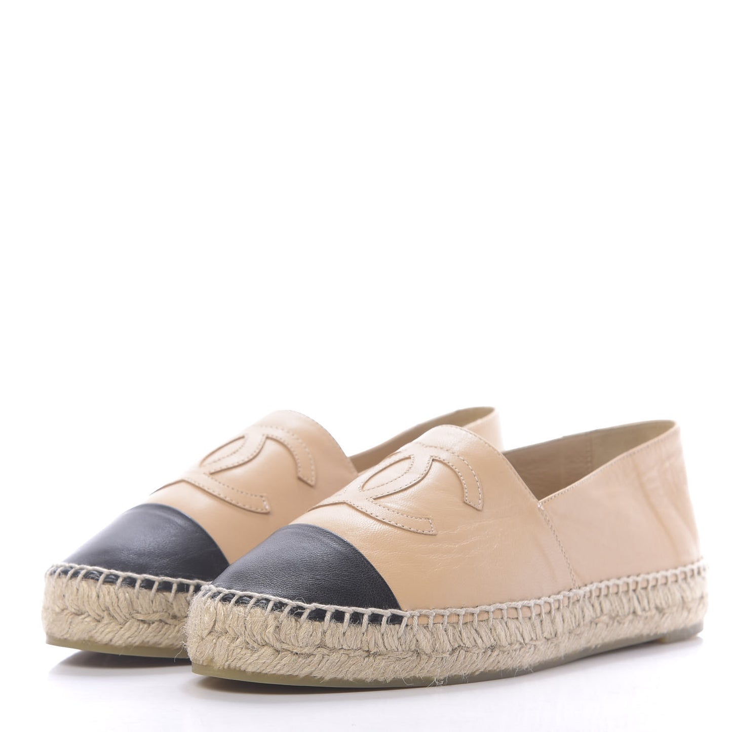 Lambskin CC Espadrilles 38 Beige Black