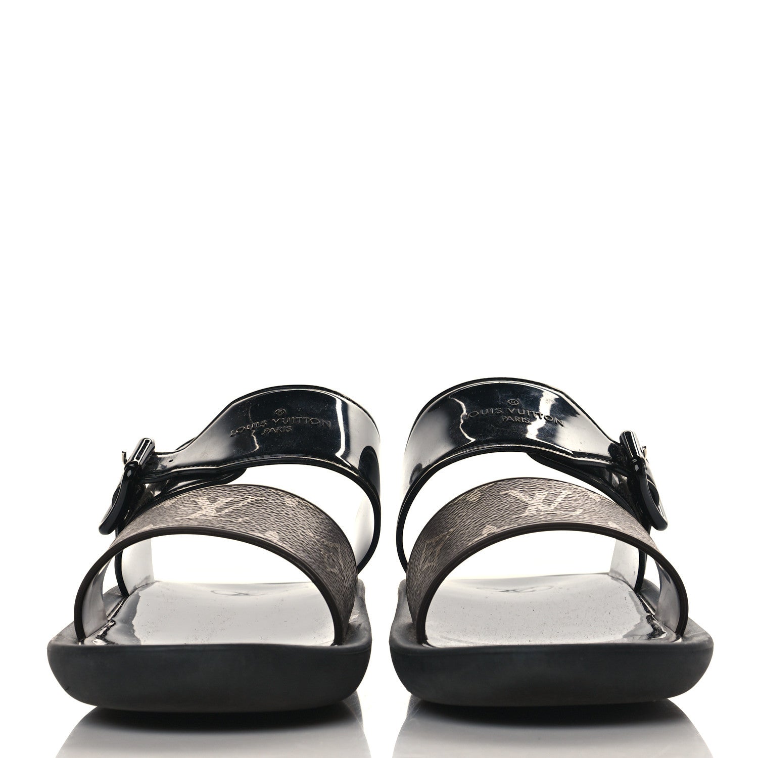 Louis Vuitton Monogram Sunbath Flat Mule Sandals 38 Black 2 of 8