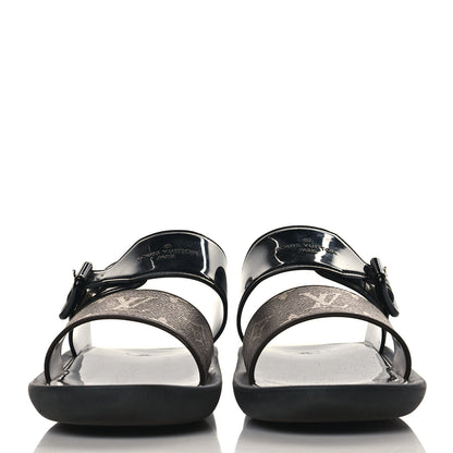 Louis Vuitton Monogram Sunbath Flat Mule Sandals 38 Black 2 of 8