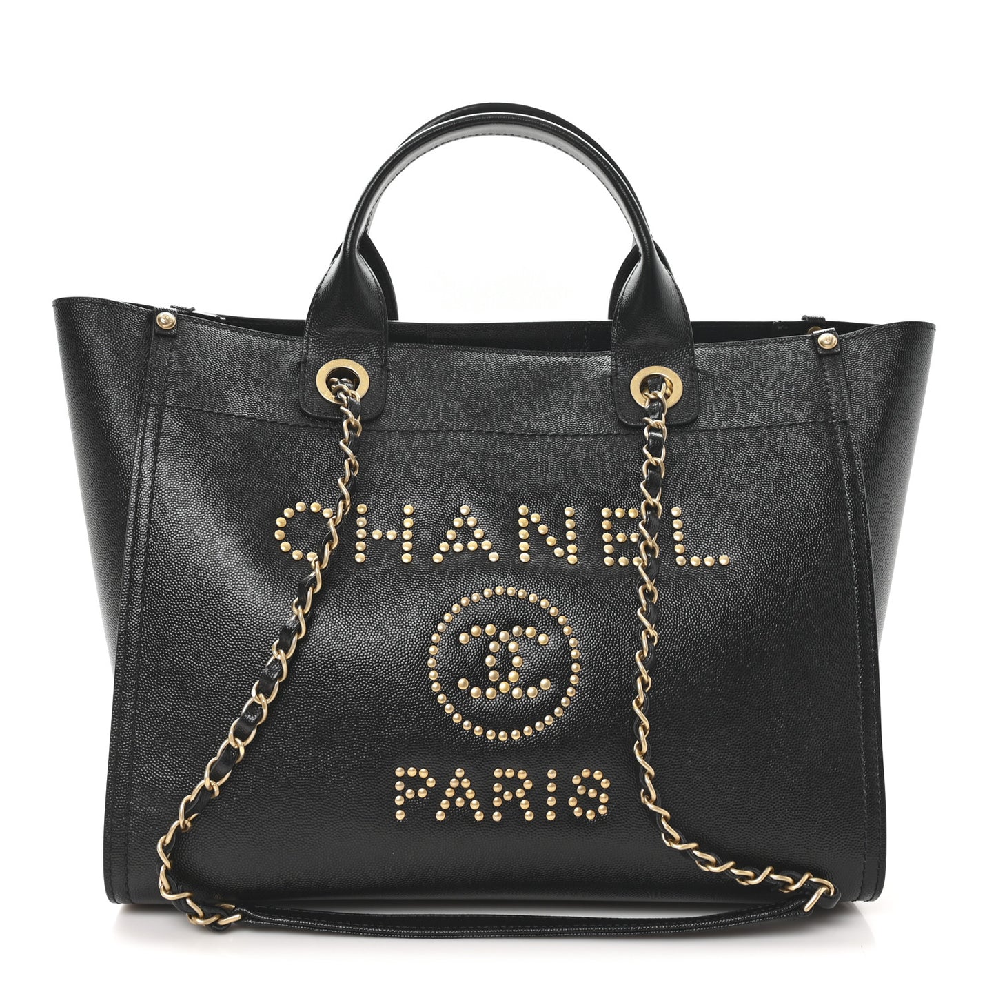 Caviar Small Studded Deauville Tote Black