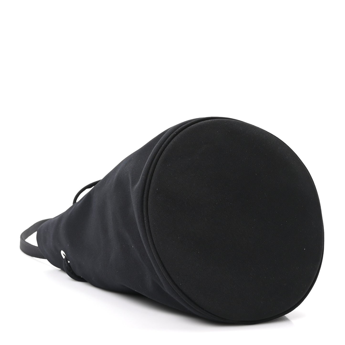 Recycled Sport Nylon Logo Embroidered Wheel Drawstring Bucket Bag Black White