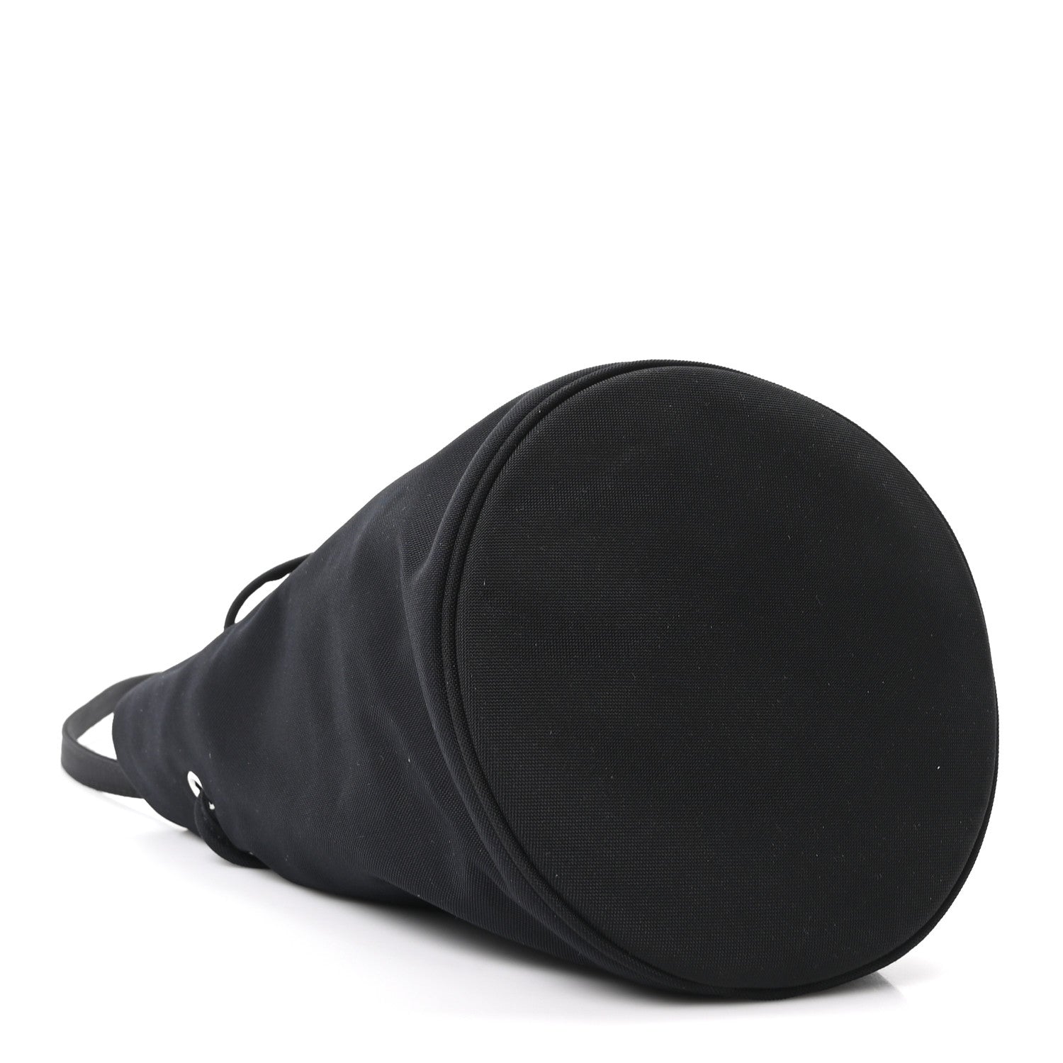 Balenciaga Recycled Sport Nylon Logo Embroidered Wheel Drawstring Bucket Bag Black White 4 of 10