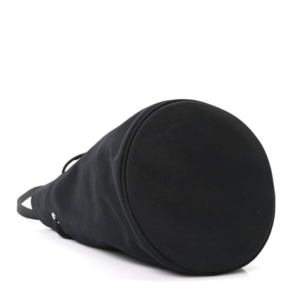 Balenciaga Recycled Sport Nylon Logo Embroidered Wheel Drawstring Bucket Bag Black White 4 of 10