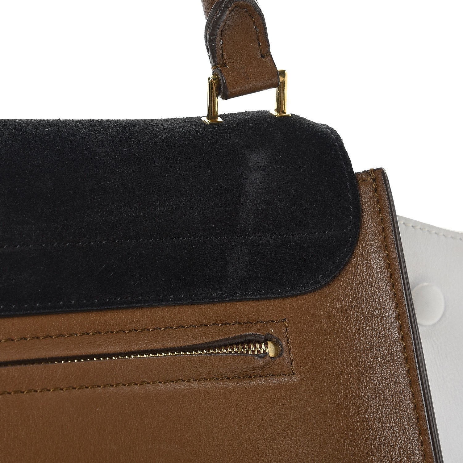 Celine Smooth Calfskin Suede Large Tri-color Trapeze Black 7 of 10
