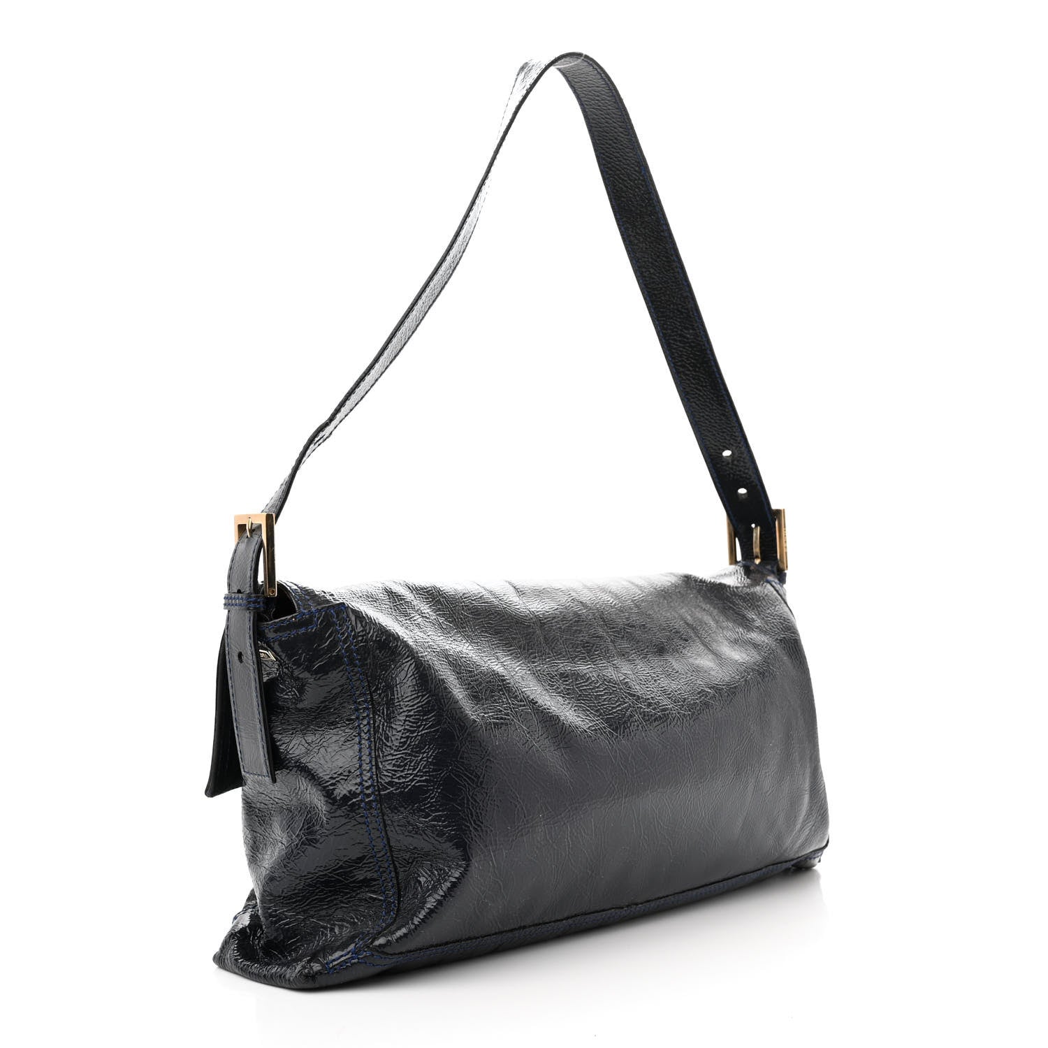 Fendi Vitello Naplak Large Convertible Baguette Blue 3 of 9