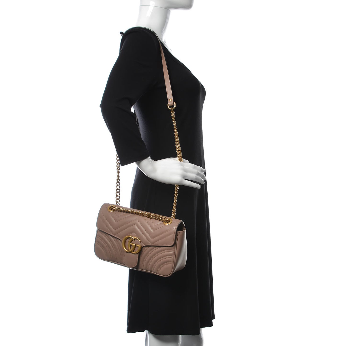 Calfskin Matelasse Small GG Marmont Shoulder Bag Porcelain Rose
