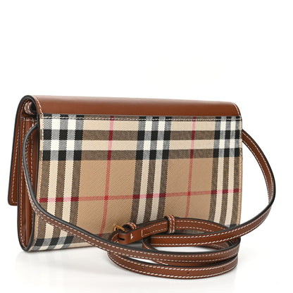 Burberry Calfskin Vintage Check Wallet With Detachable Strap Archive Beige Tan 3 of 6