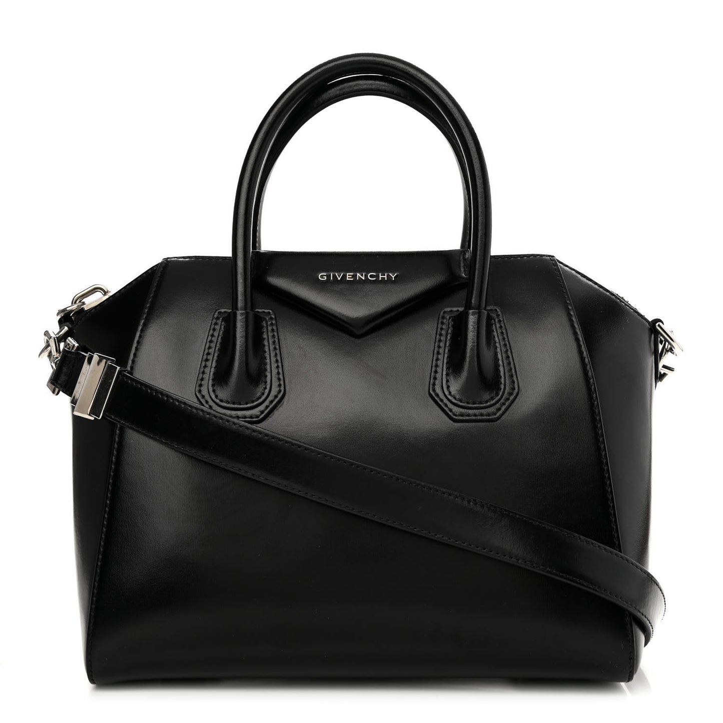 Shiny Lord Calfskin Small Antigona Black