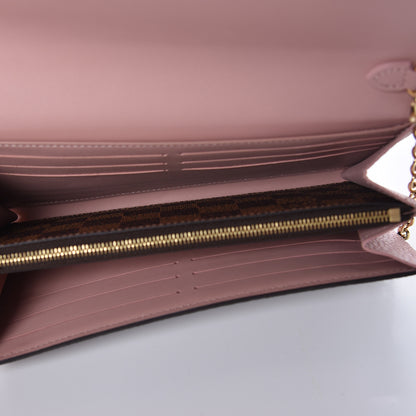 Louis Vuitton Damier Ebene Croisette Chain Wallet Rose Ballerine 5 of 10
