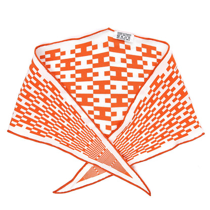 Hermes Silk Op'H Losange Scarf White Orange 1 of 3
