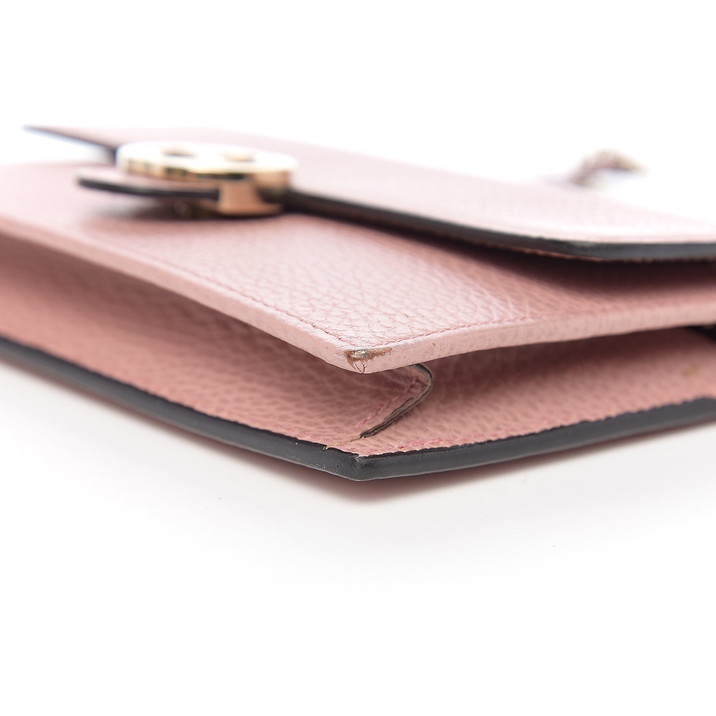 Dollar Calfskin Interlocking G Chain Wallet Soft Pink