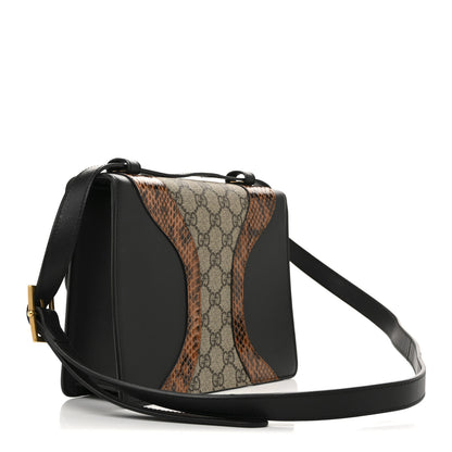 Gucci Nappa Elaphe GG Supreme Monogram Medium Osiride Shoulder Bag Black Bright Cuir Beige Ebony 3 of 15