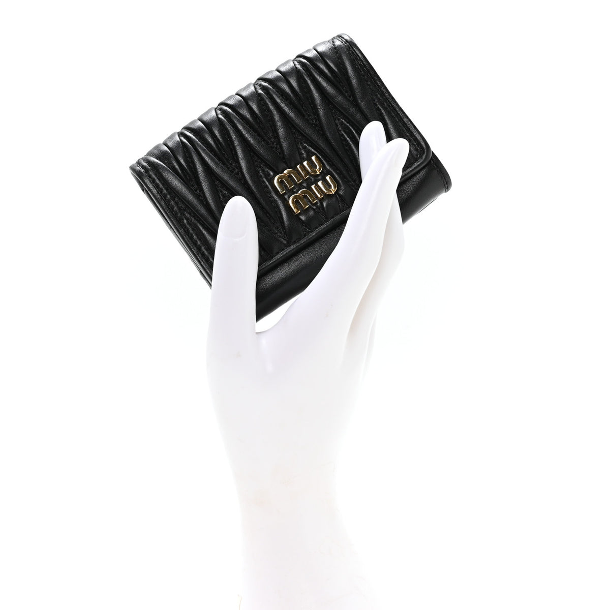 Nappa Matelasse Flap Card Holder Black