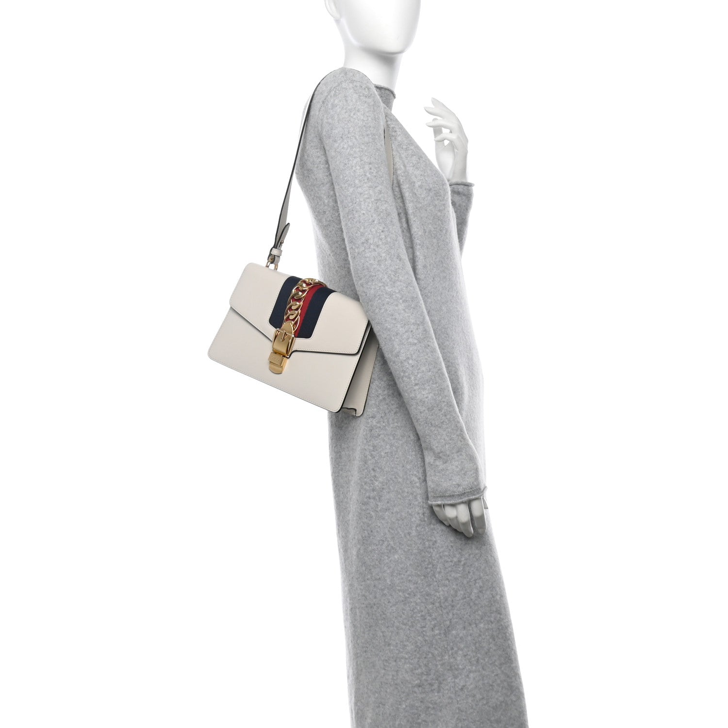 Gucci Calfskin Small Sylvie Shoulder Bag Off White 2 of 15