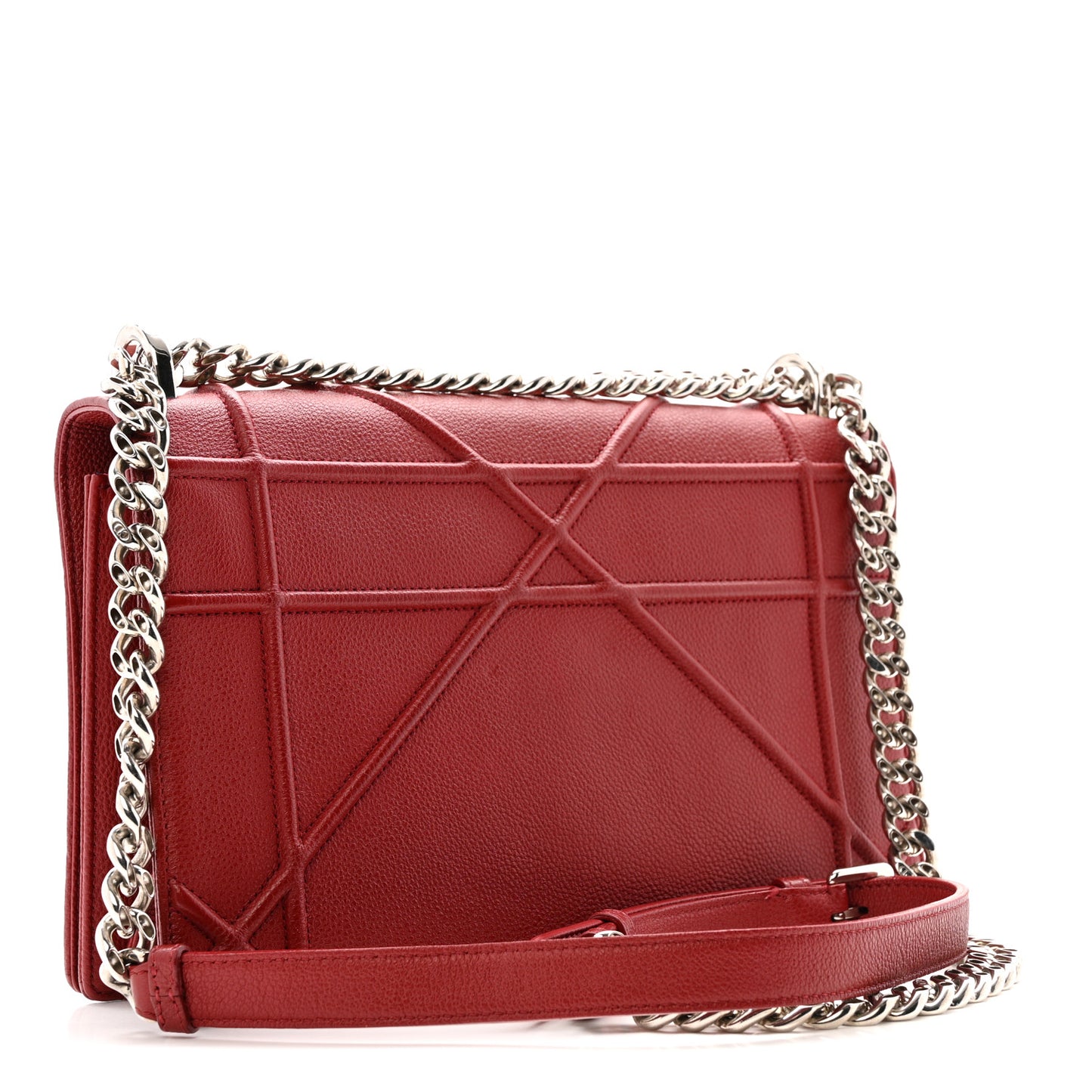 Grained Calfskin Medium Diorama Flap Bag Red