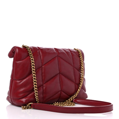 Saint Laurent Lambskin Quilted Toy Loulou Puffer Monogram Chain Satchel Red 3 of 14