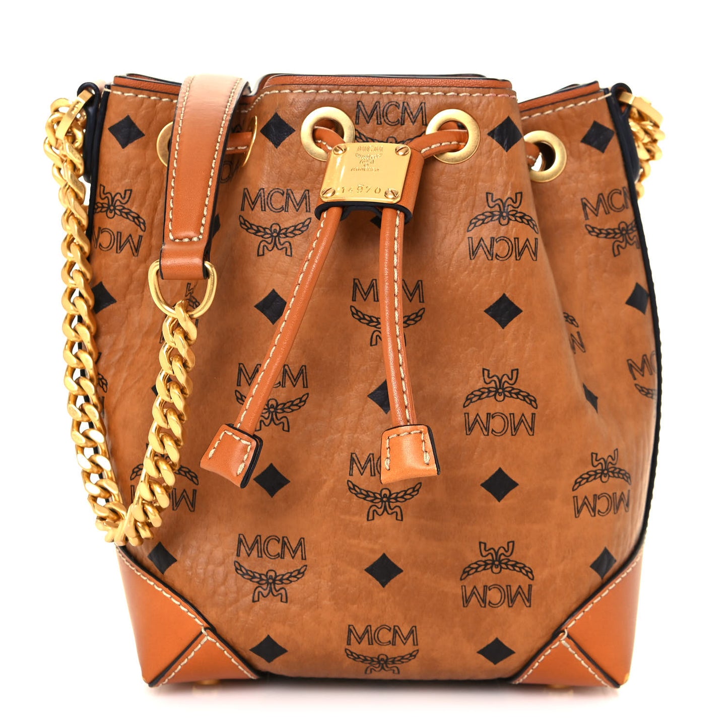 Visetos Berlin Mini Drawstring Bucket Bag Cognac