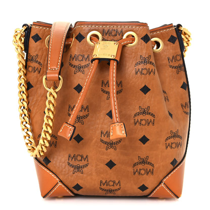 MCM Visetos Berlin Mini Drawstring Bucket Bag Cognac 1 of 15