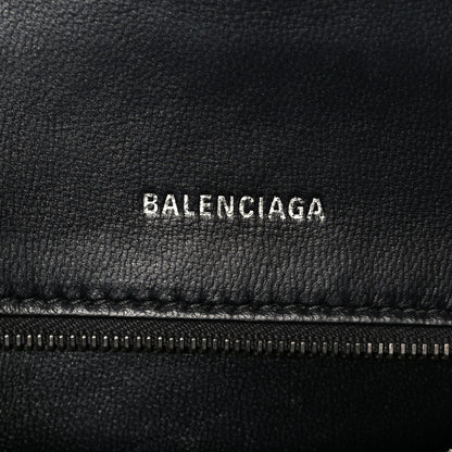 Balenciaga Shiny Calfskin Monochrome Crocodile Embossed Small Hourglass Top Handle Bag Black 6 of 10