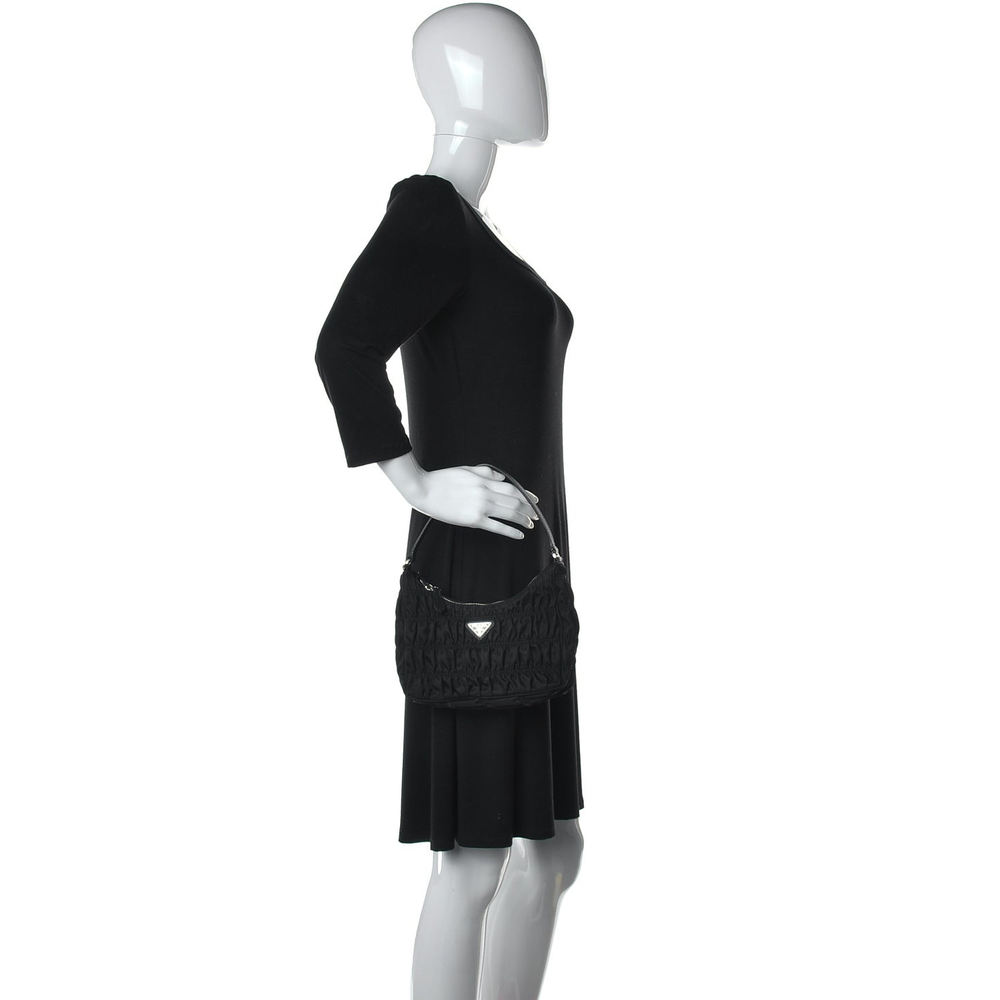 Tessuto Nylon Gaufre Shoulder Bag Black