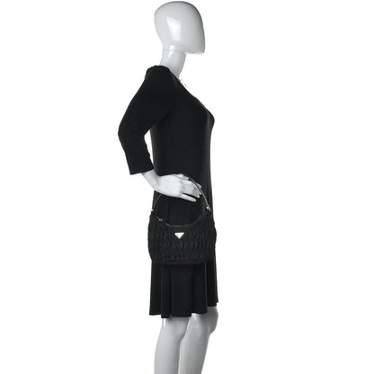 Prada Tessuto Nylon Gaufre Shoulder Bag Black 2 of 10