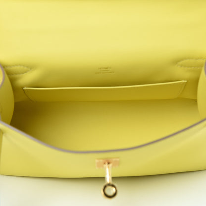 Hermes Swift Kelly Pochette Clutch Lime 7 of 30