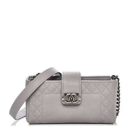 Chanel Calfskin Boy Reverso Mini Pochette Grey 1 of 8