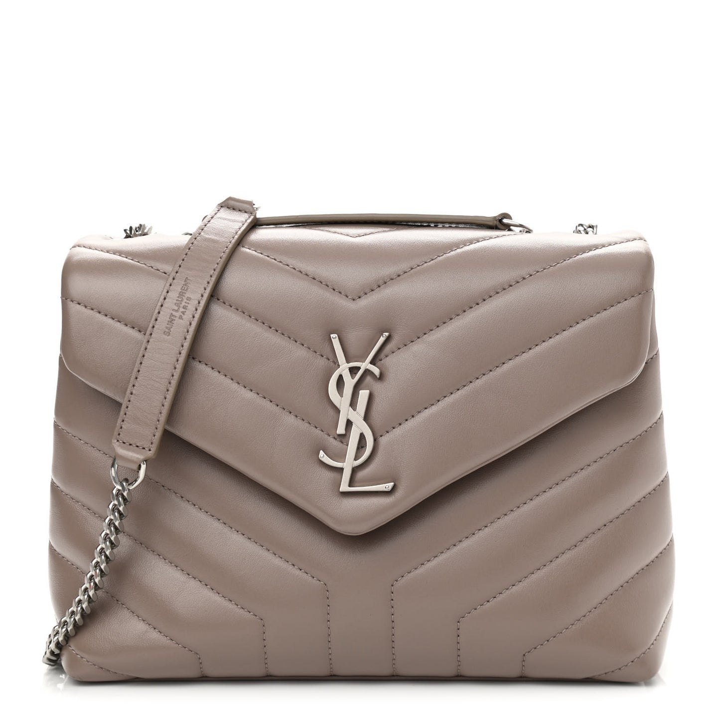 Calfskin Y Quilted Monogram Small Loulou Chain Satchel Taupe Sable