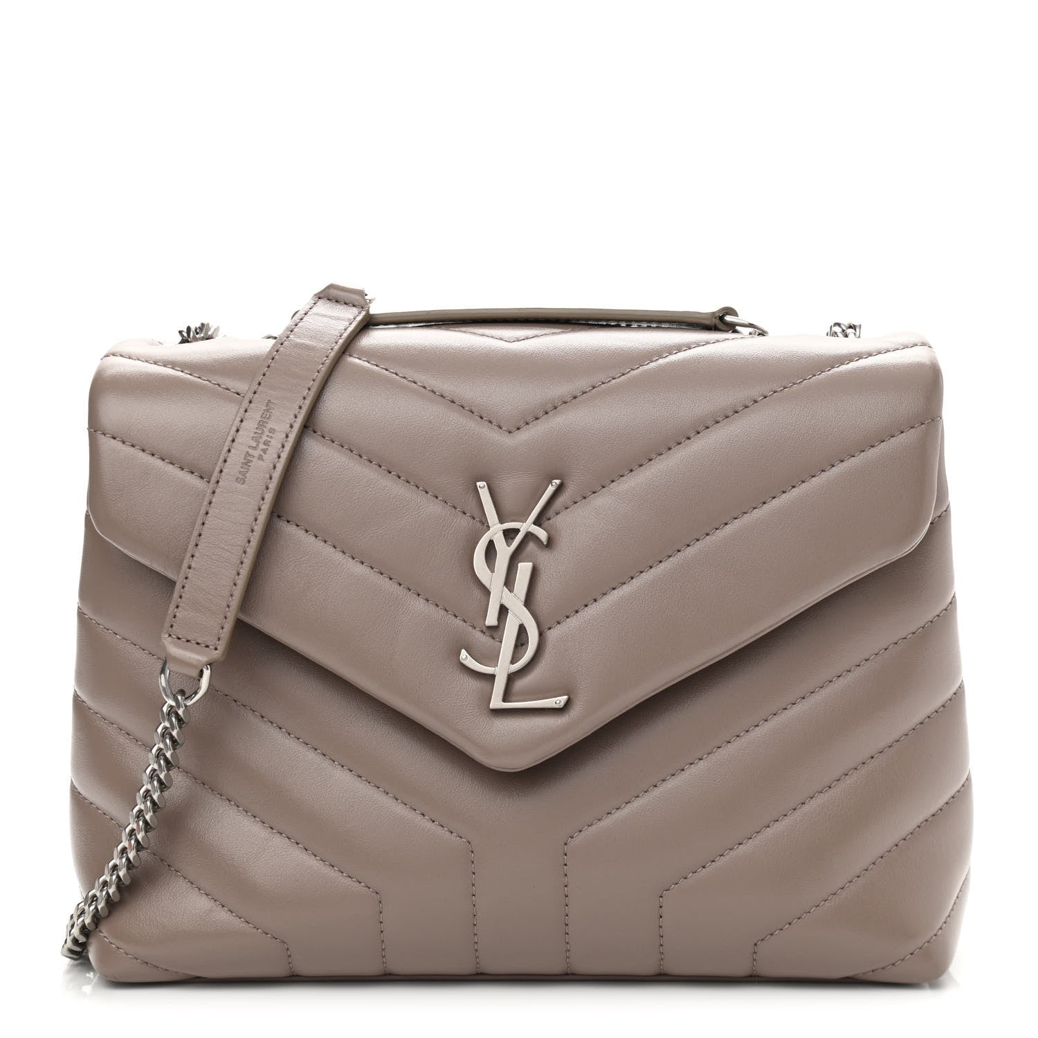 Saint Laurent Calfskin Y Quilted Monogram Small Loulou Chain Satchel Taupe Sable 1 of 11