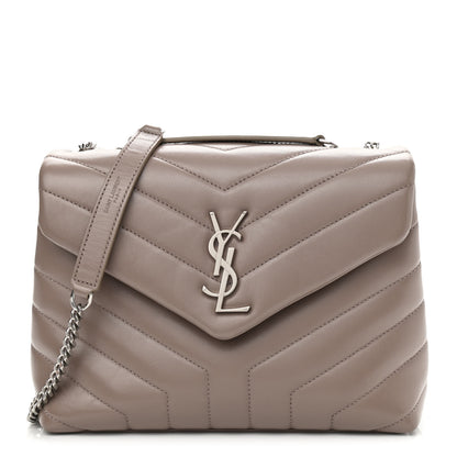Saint Laurent Calfskin Y Quilted Monogram Small Loulou Chain Satchel Taupe Sable 1 of 11