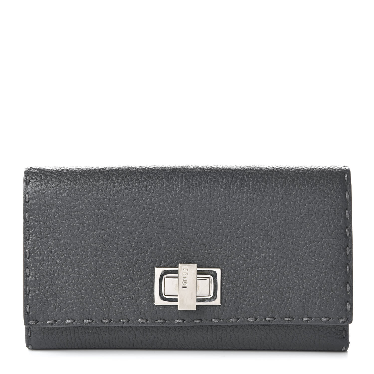 Fendi Cuoio Romano Selleria Peekaboo Continental Wallet Asfalto 2 of 22