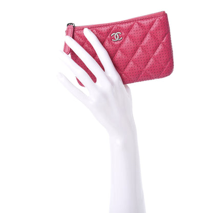 Chanel Perforated Lambskin Quilted Small Cosmetic Case Pink 2 of 11
