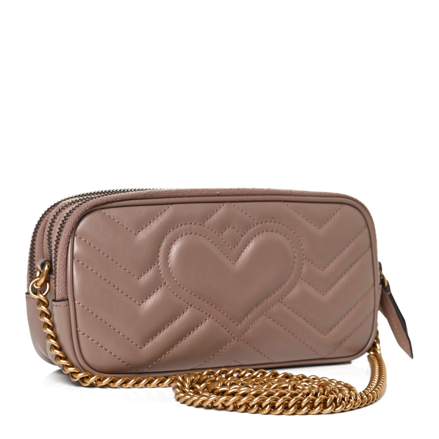 Calfskin Matelasse Mini GG Marmont Chain Crossbody Bag Porcelain Rose
