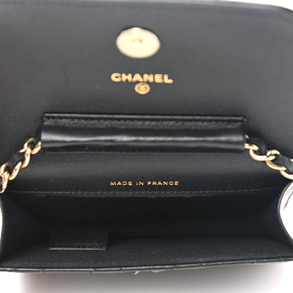 Chanel Lambskin Quilted Mini Coco Bow Clutch With Chain Black 5 of 10