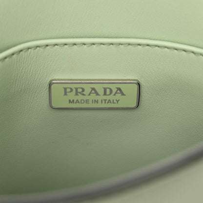 Prada Soft Calfskin Triangle Logo Embossed Small Double Handle Crossbody Tote Acquamarina 6 of 9