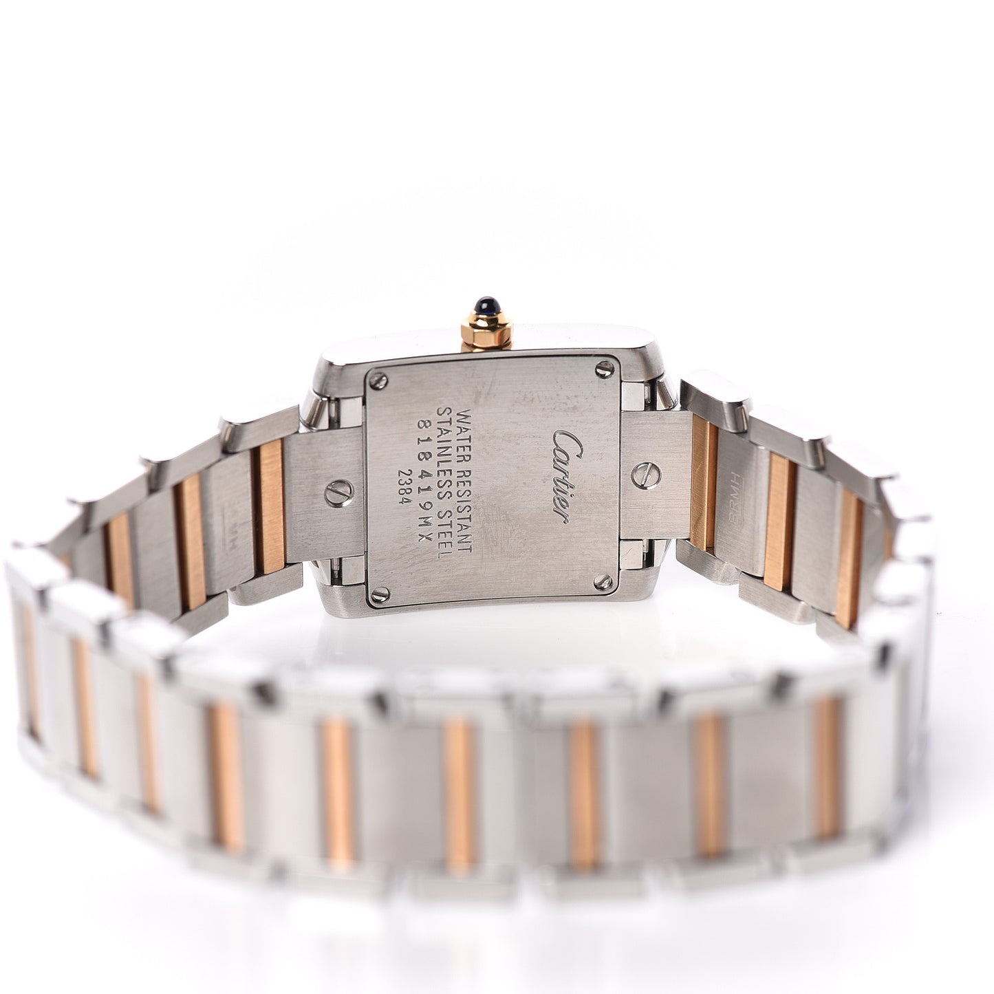 Stainless Steel 18K Pink Gold Mother of Pearl 20mm Tank Francaise Quartz Watch