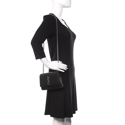 Saint Laurent Grain De Poudre Small Monogram Kate Satchel Black 2 of 9