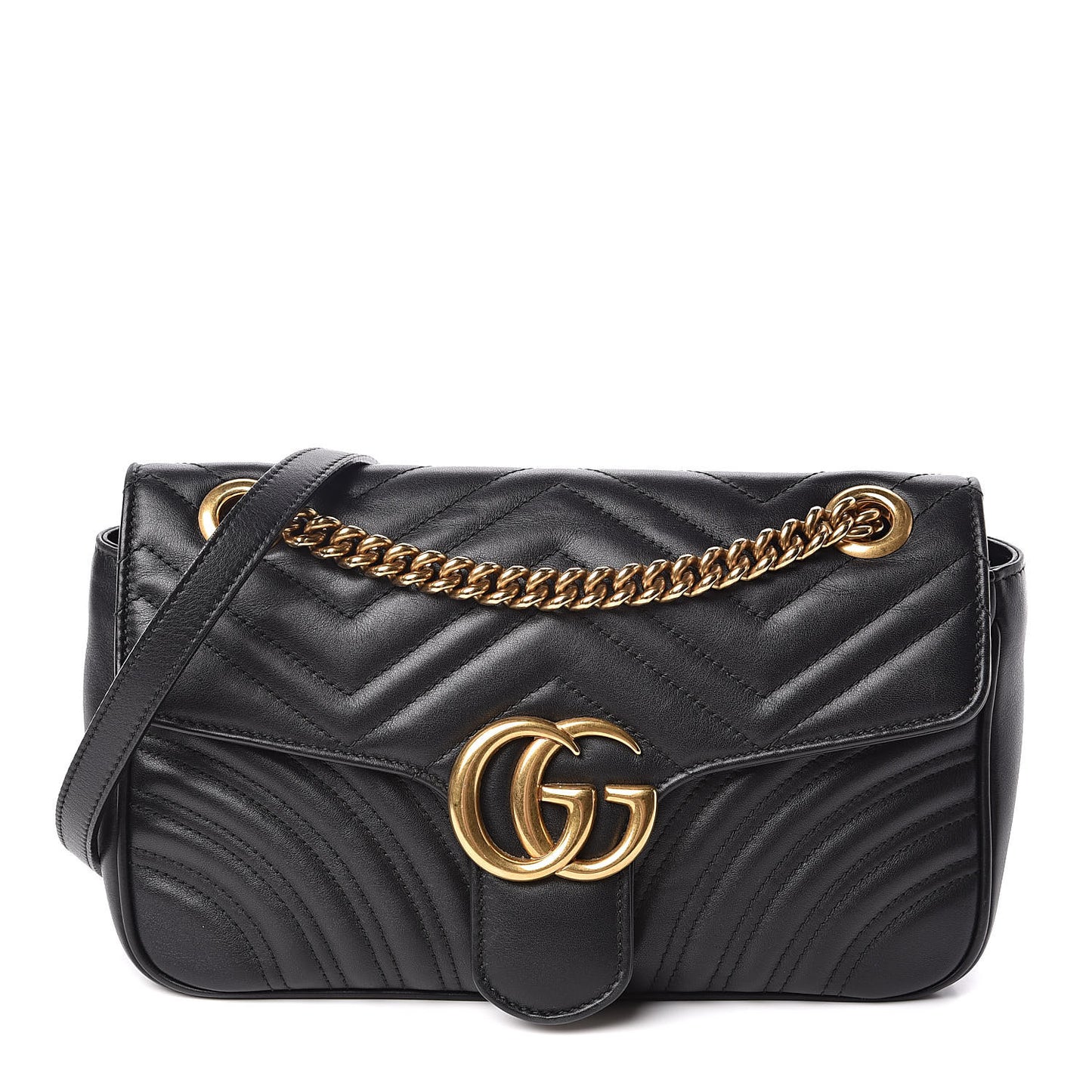 Calfskin Matelasse Small GG Marmont Shoulder Bag Black