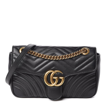 Gucci Calfskin Matelasse Small GG Marmont Shoulder Bag Black 1 of 10