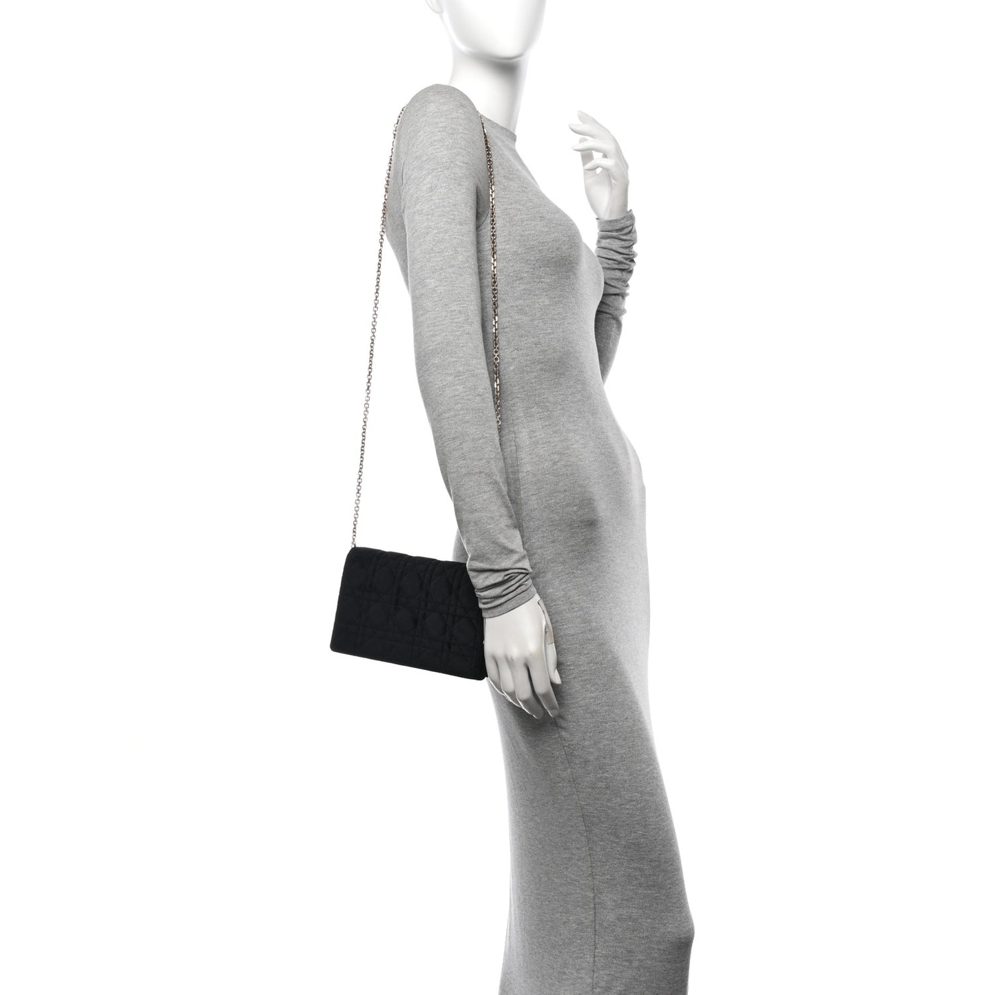 Velvet Cannage Lady Dior Convertible Clutch Black