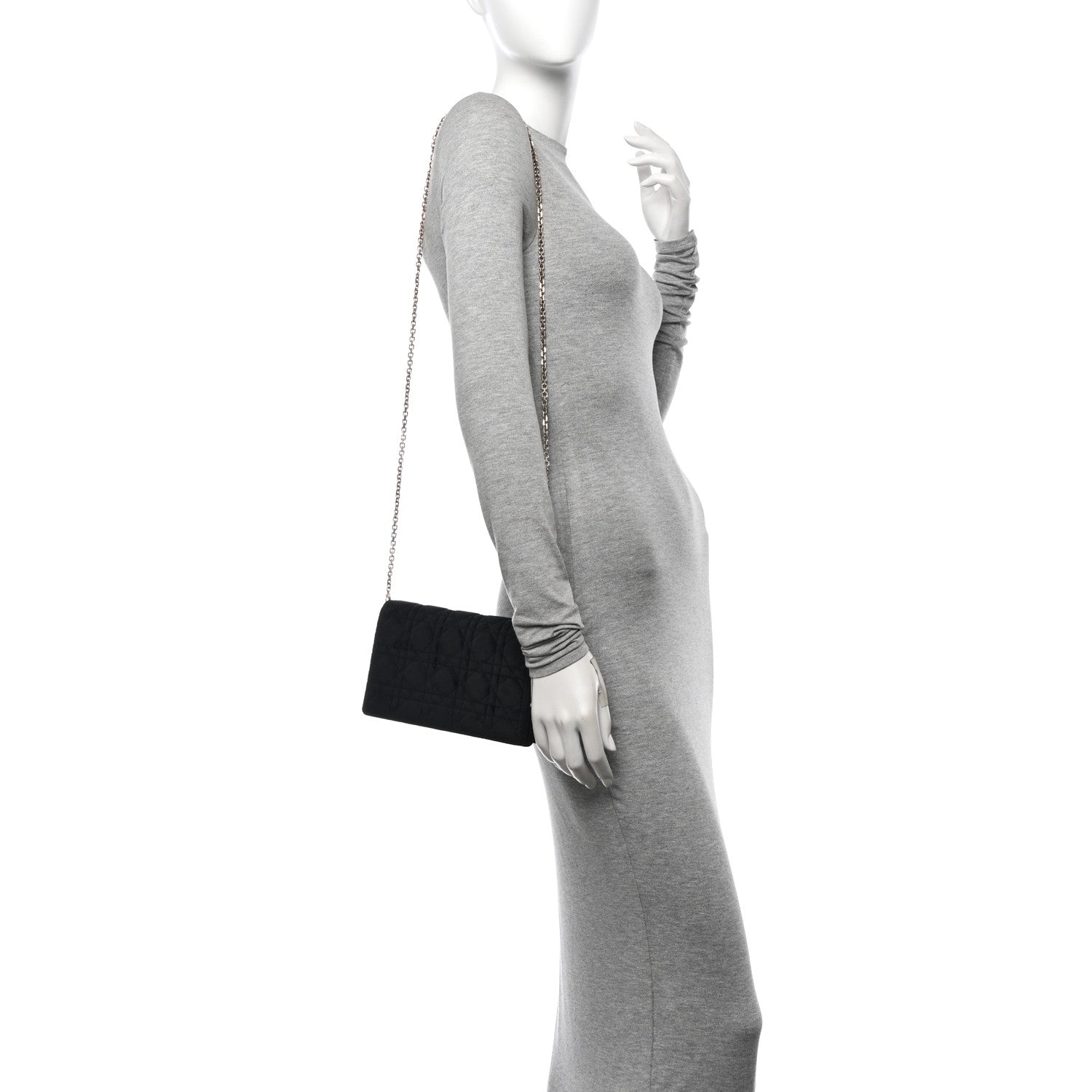 Christian Dior Velvet Cannage Lady Dior Convertible Clutch Black 2 of 12