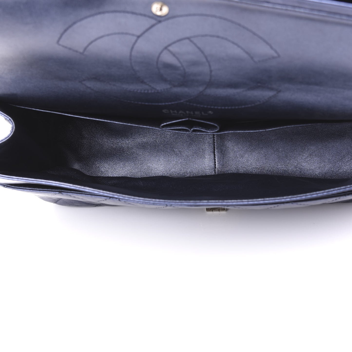Metallic Aged Calfskin Quilted 2.55 Reissue 228 Flap Blue