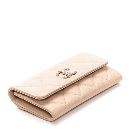 Chanel Caviar Pearl Quilted Coco Candy Wallet Beige 4 of 12