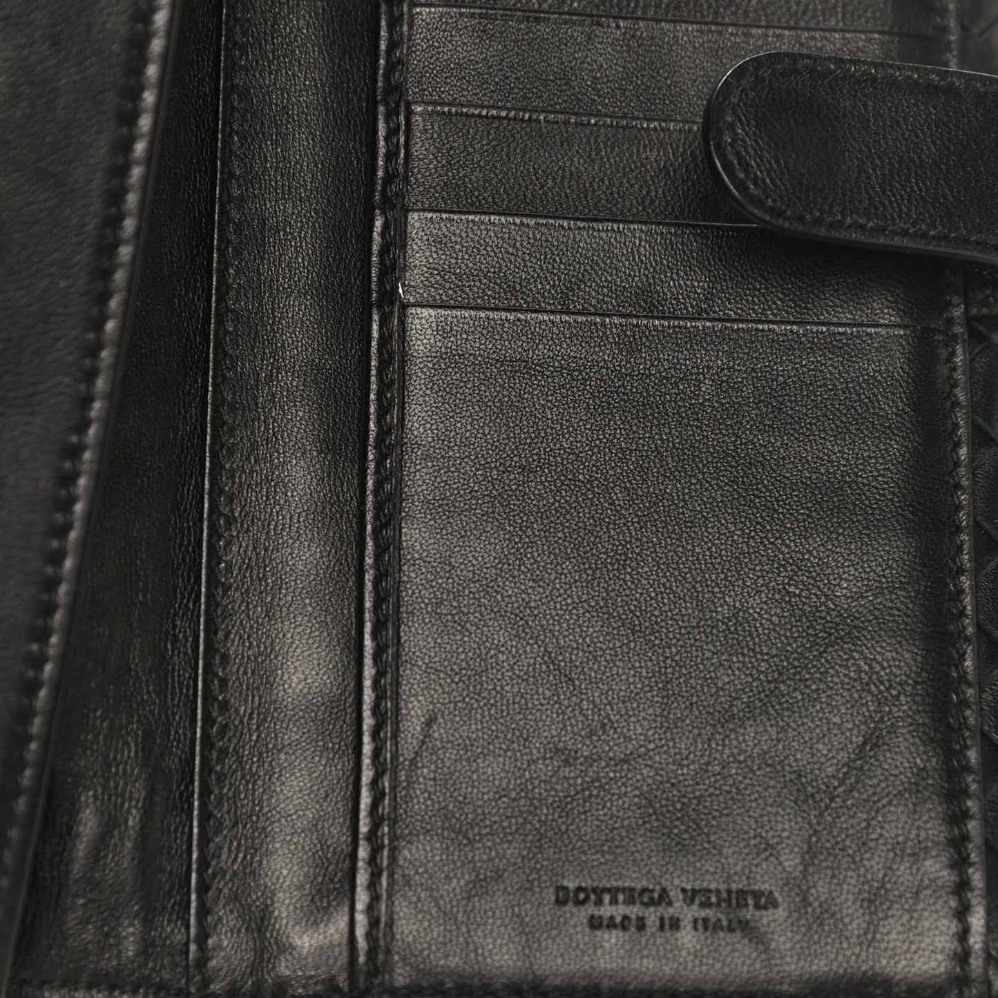 Nappa Intrecciato Embroidered Lace Continental Flap Wallet Black