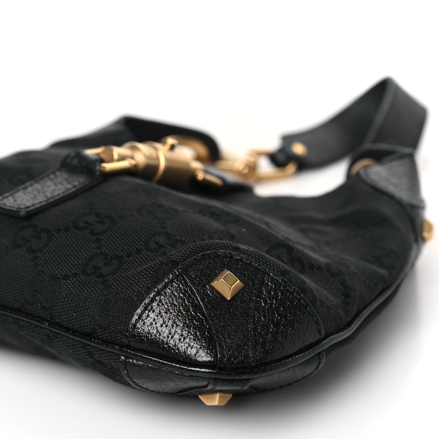 Gucci Monogram Mini Piston Lock Jackie O Hobo Black 9 of 9