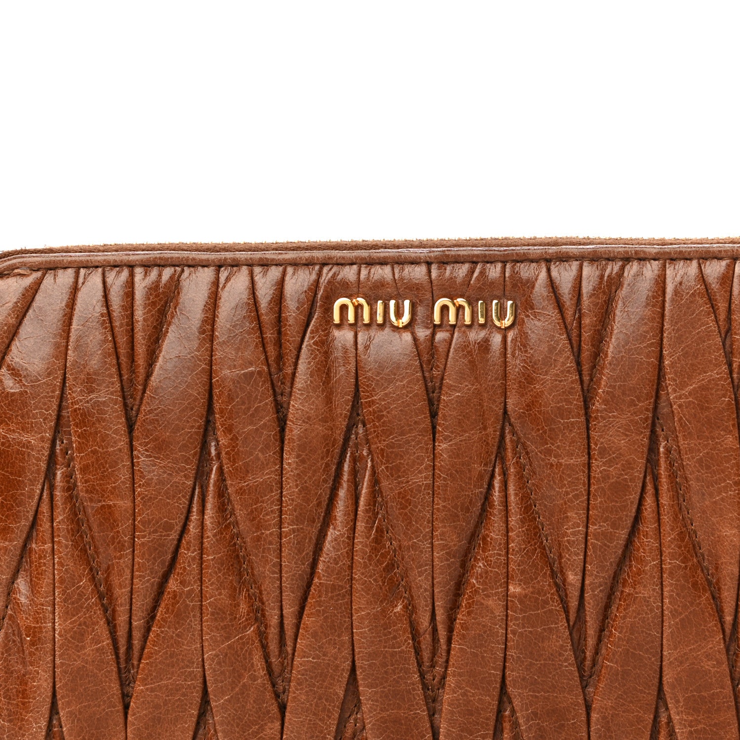 Miu Miu Matelasse Zip Around Wallet Brown 12 of 24